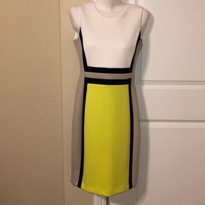 Calvin Klein Yellow and White color block dress